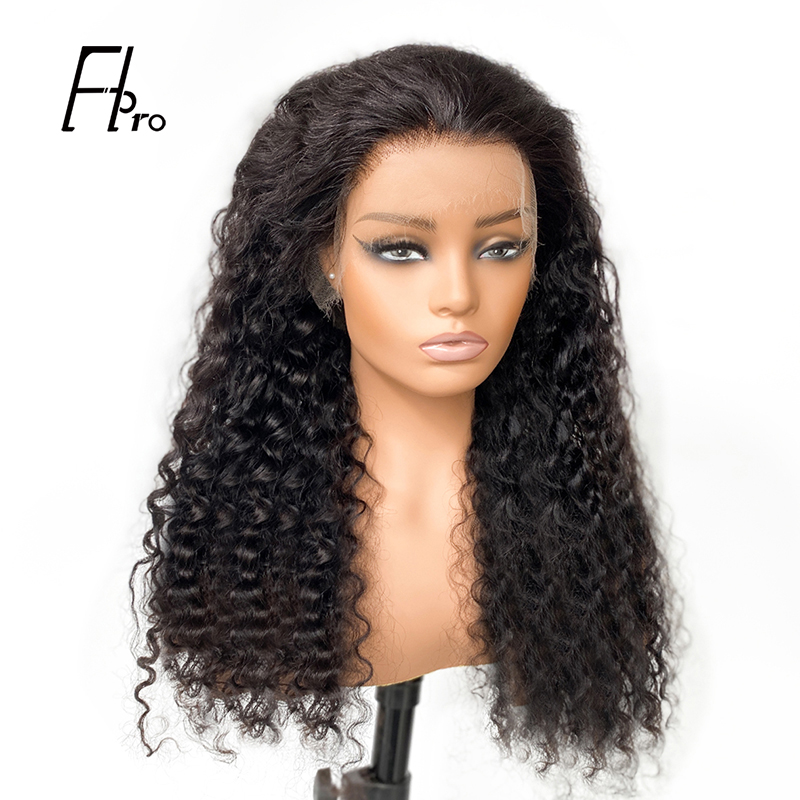 13x4 HD Front Lace Wig Free Part Human Hair Deep Wave Texture Natural Color